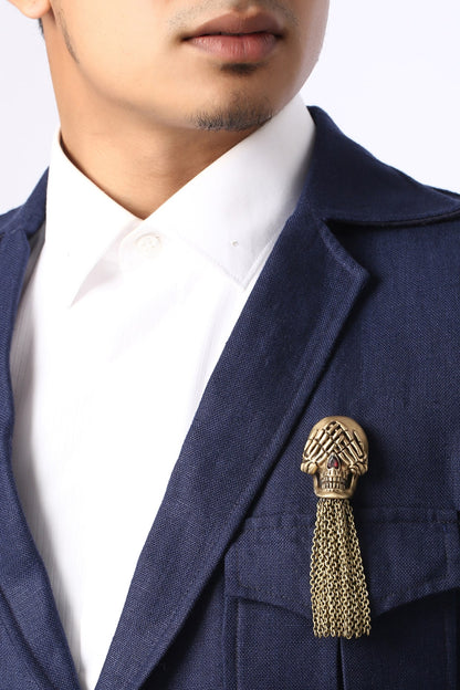Antique Gold Skull Brooch