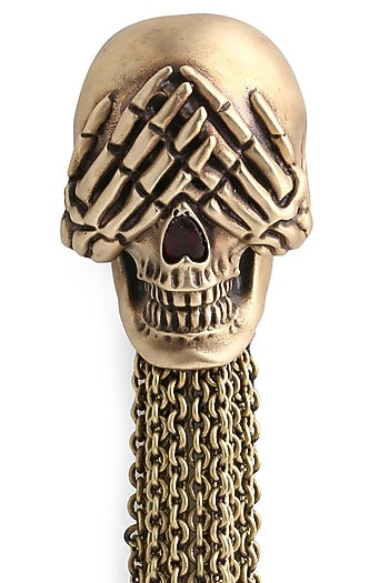 Antique Gold Skull Brooch