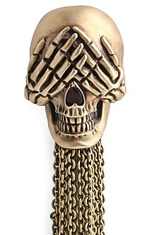Antique Gold Skull Brooch