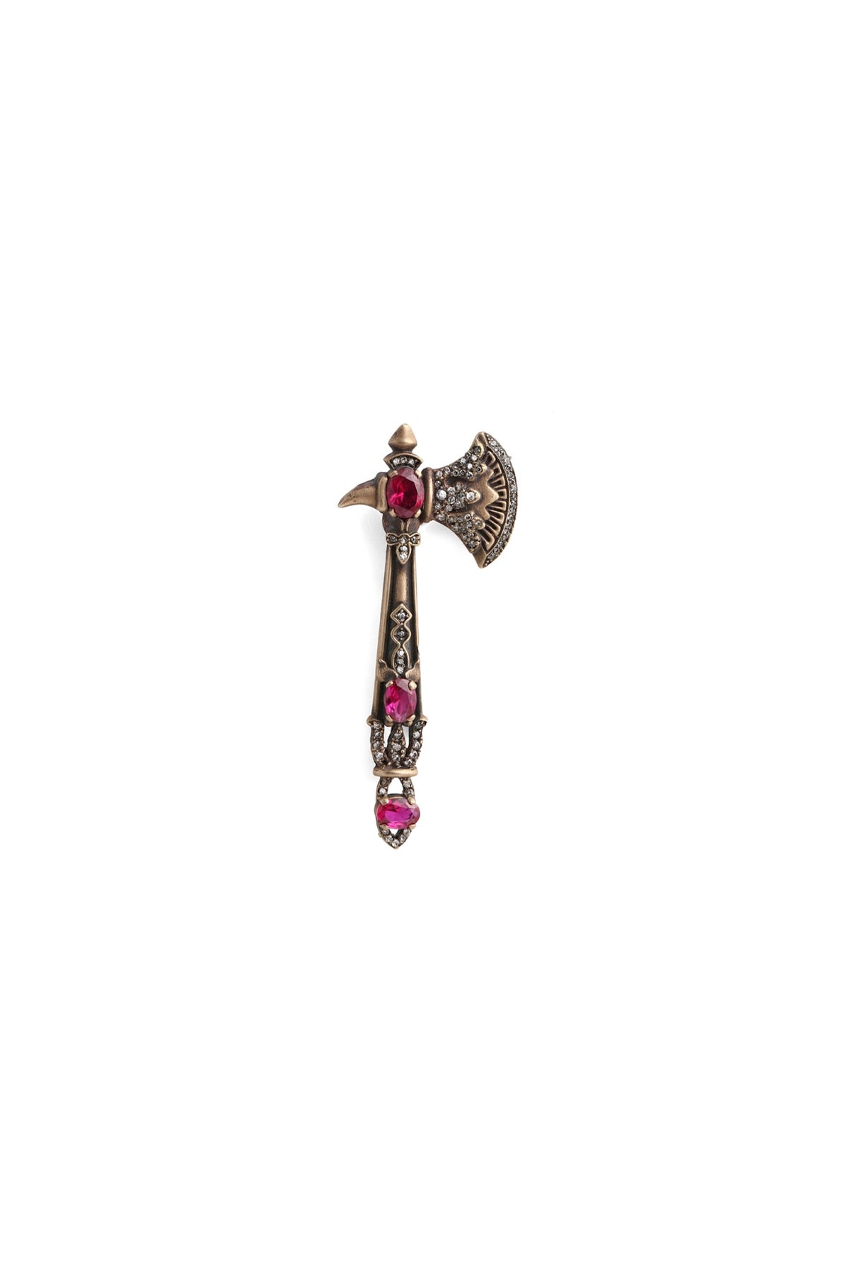 Antique Gold Brass Royal Axe Brooch