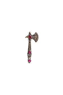 Antique Gold Brass Royal Axe Brooch