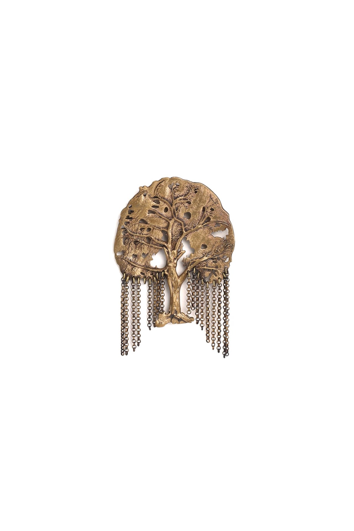Antique Gold Brass Dream Tree Brooch