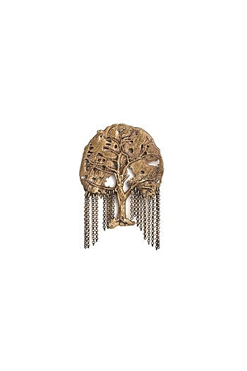 Antique Gold Brass Dream Tree Brooch