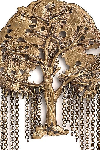 Antique Gold Brass Dream Tree Brooch