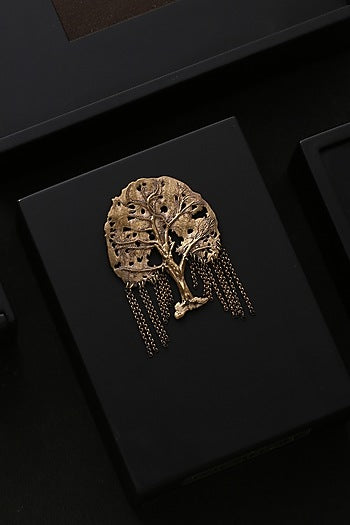 Antique Gold Brass Dream Tree Brooch