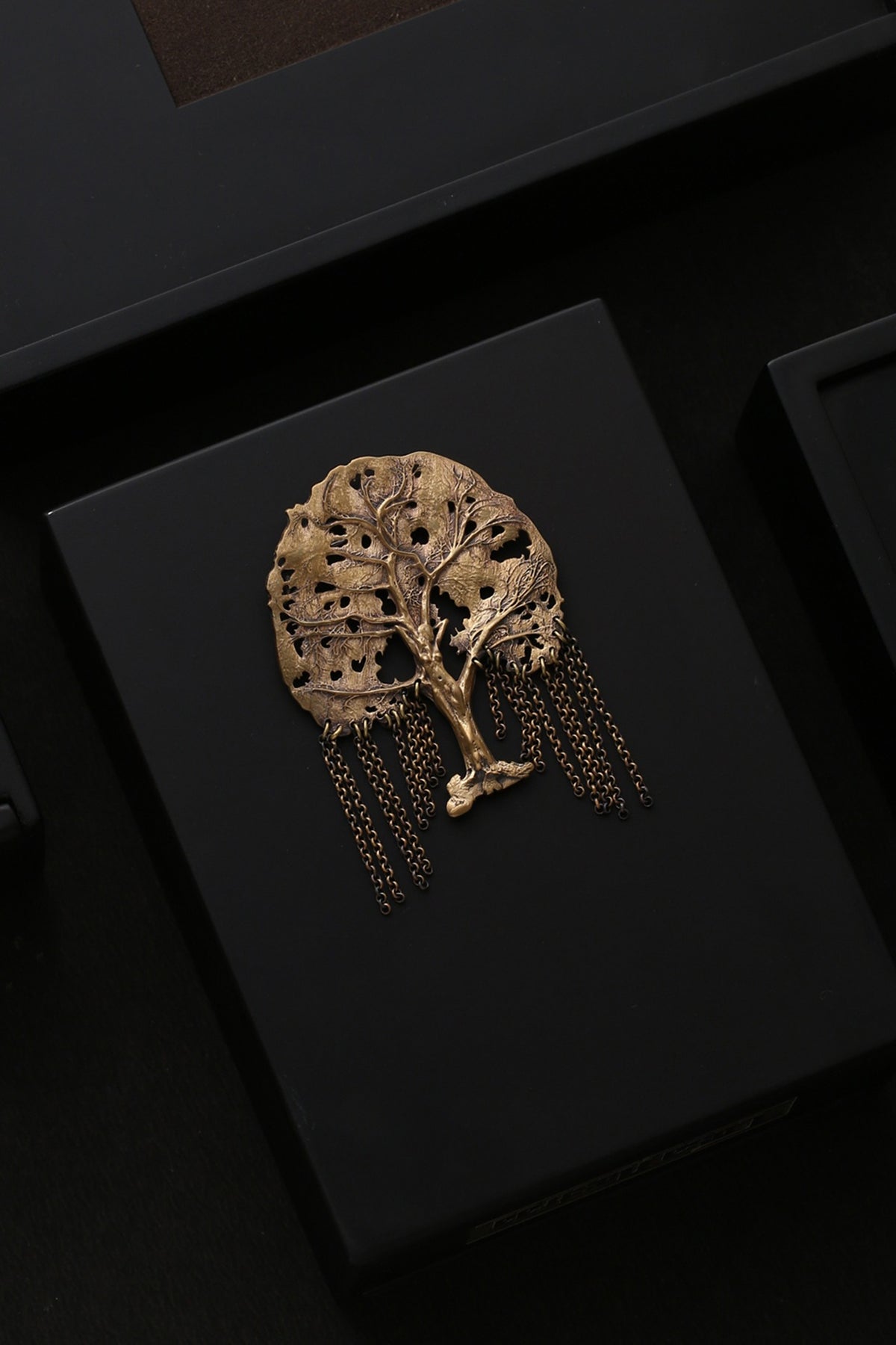 Antique Gold Brass Dream Tree Brooch