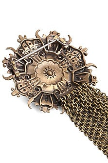 Antique Gold Brass Royal Shield Brooch