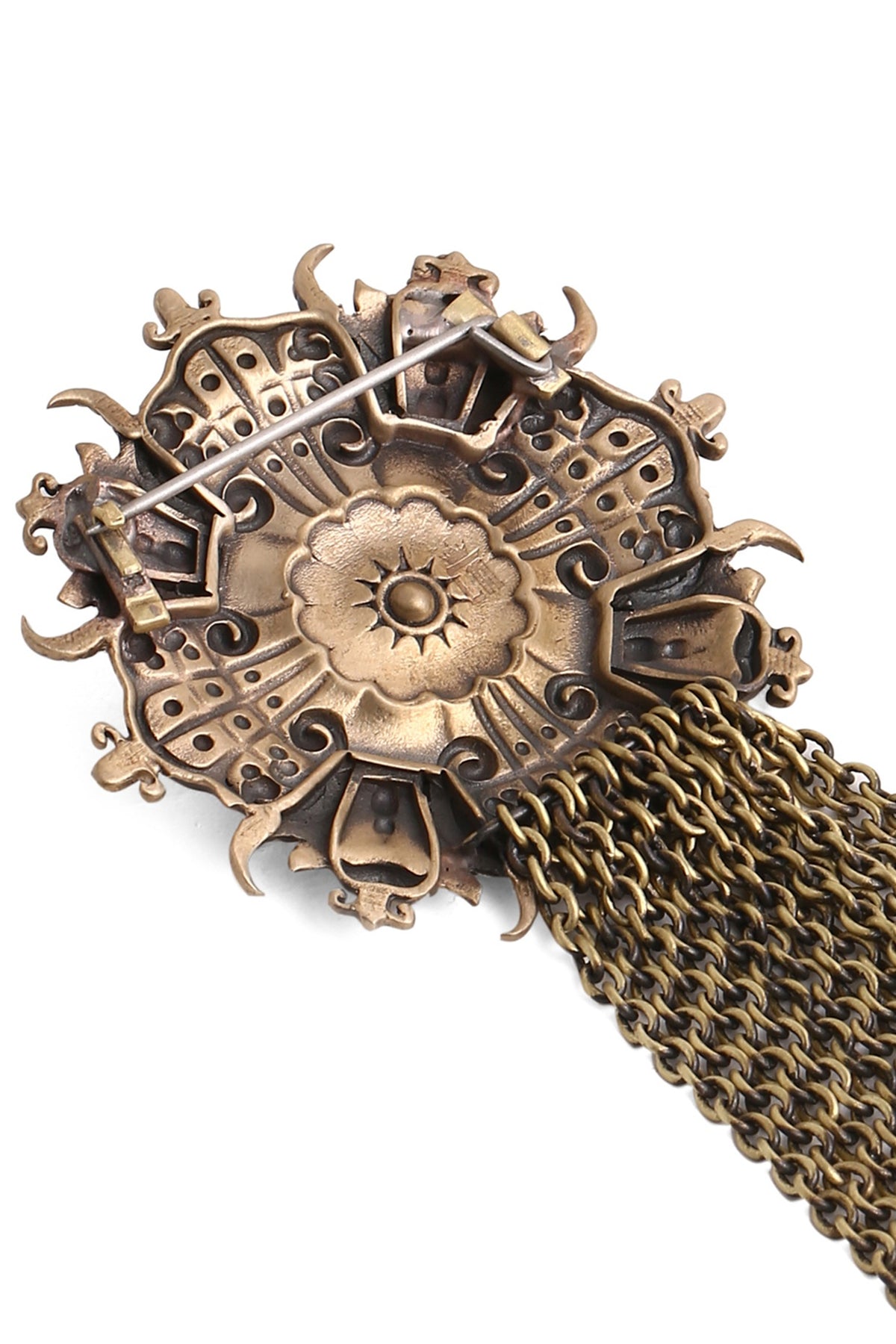 Antique Gold Brass Royal Shield Brooch