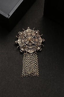 Antique Gold Brass Royal Shield Brooch