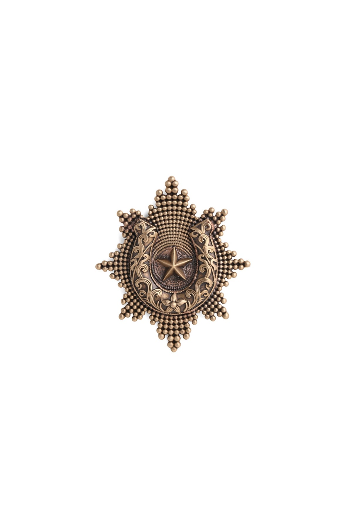 Antique Gold Brass Sun Brooch