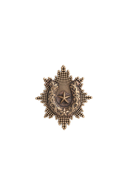 Antique Gold Brass Sun Brooch