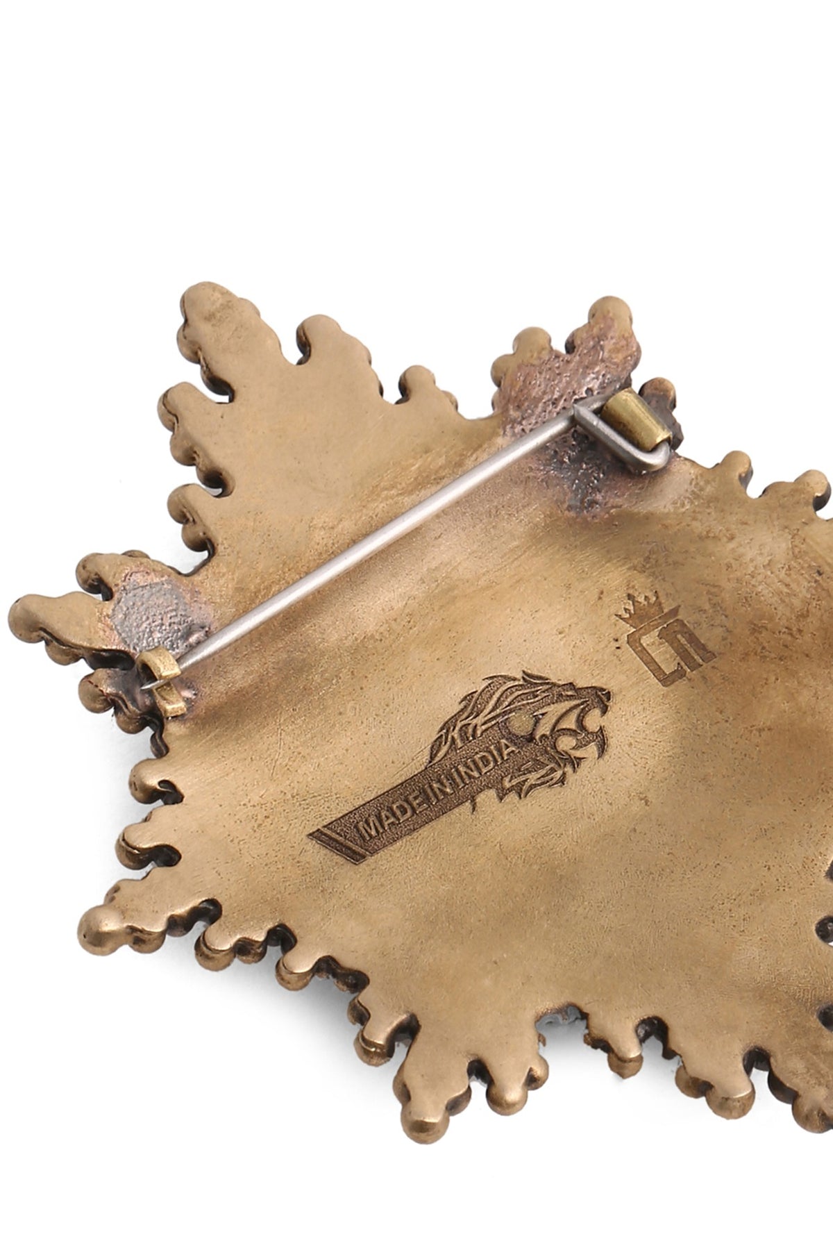 Antique Gold Brass Sun Brooch
