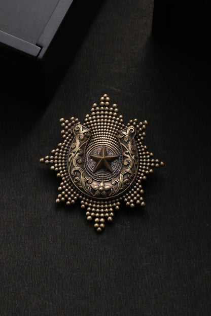 Antique Gold Brass Sun Brooch