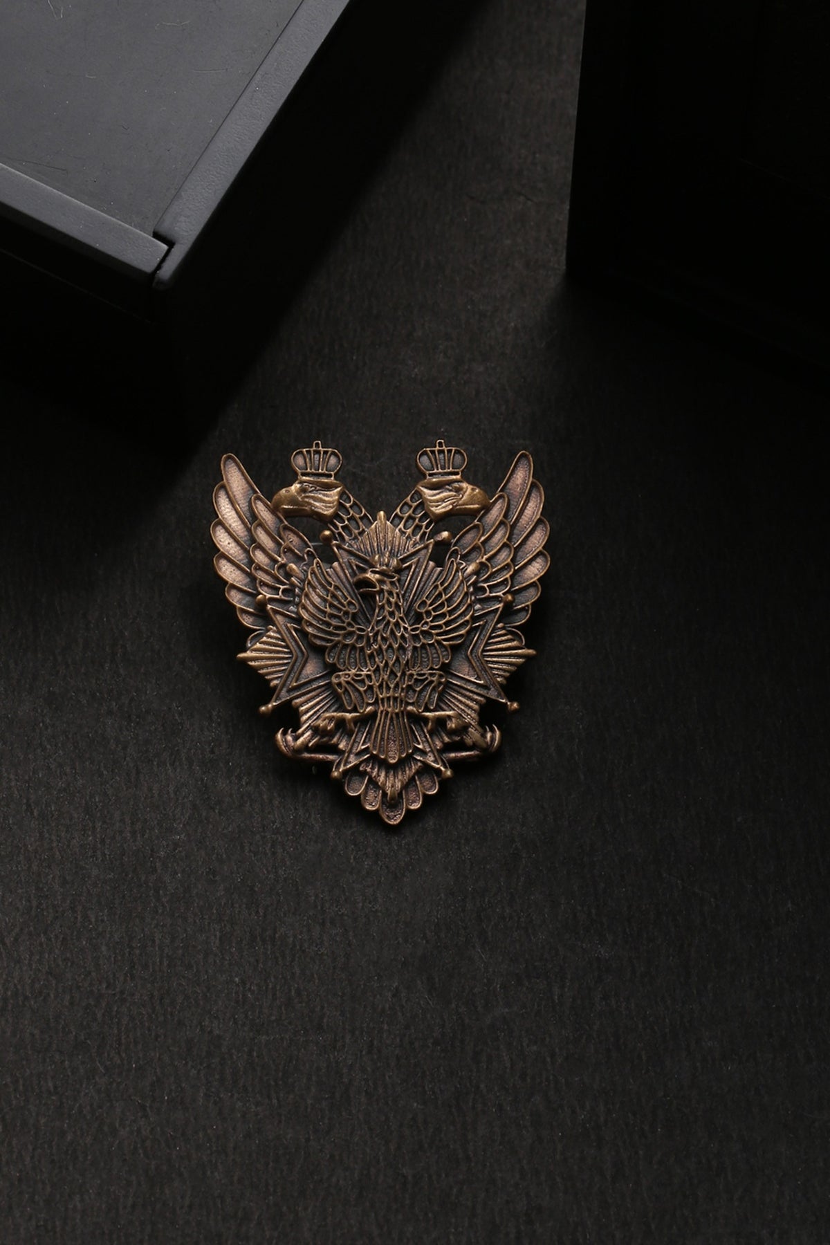 Antique Gold Brass Duo Phoenix Brooch