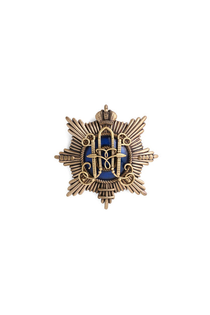 Antique Gold Brass Emblem Brooch