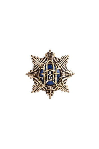 Antique Gold Brass Emblem Brooch