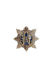 Antique Gold Brass Emblem Brooch