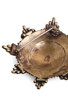 Antique Gold Brass Emblem Brooch