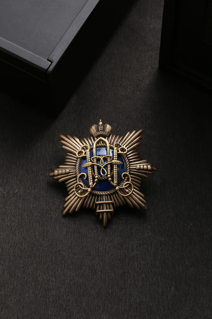 Antique Gold Brass Emblem Brooch