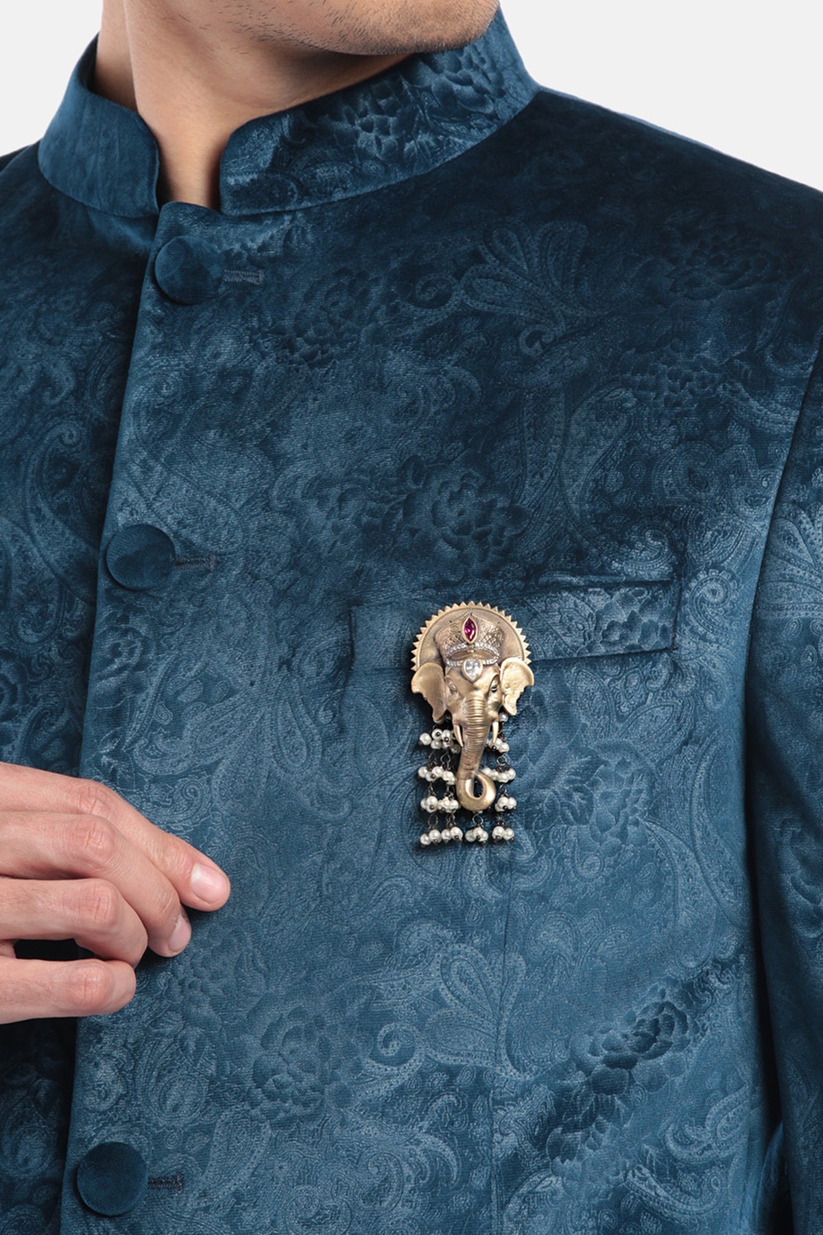 Antique Gold Handcrafted Ganesha Brooch