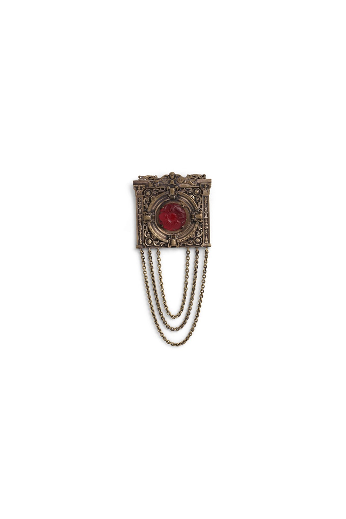 Antique Gold Brooch With Glass Stone