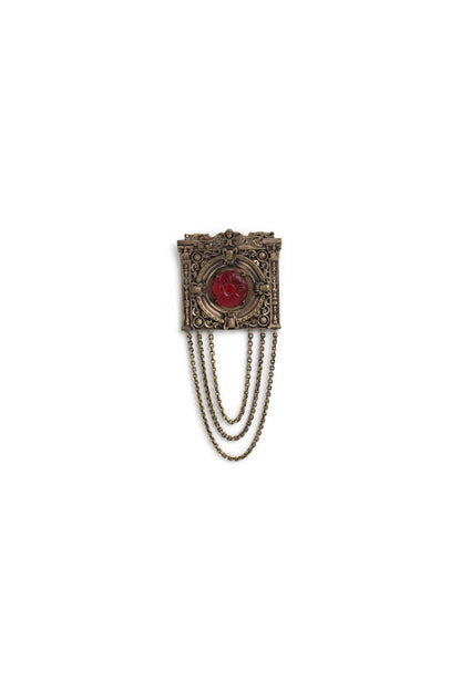 Antique Gold Brooch With Glass Stone
