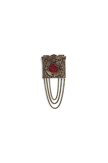 Antique Gold Brooch With Glass Stone
