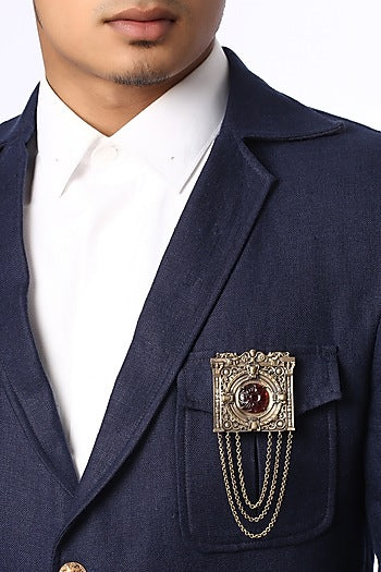 Antique Gold Brooch With Glass Stone
