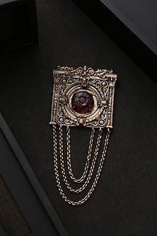 Antique Gold Brooch With Glass Stone