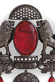 Grey Brass Lion Brooch