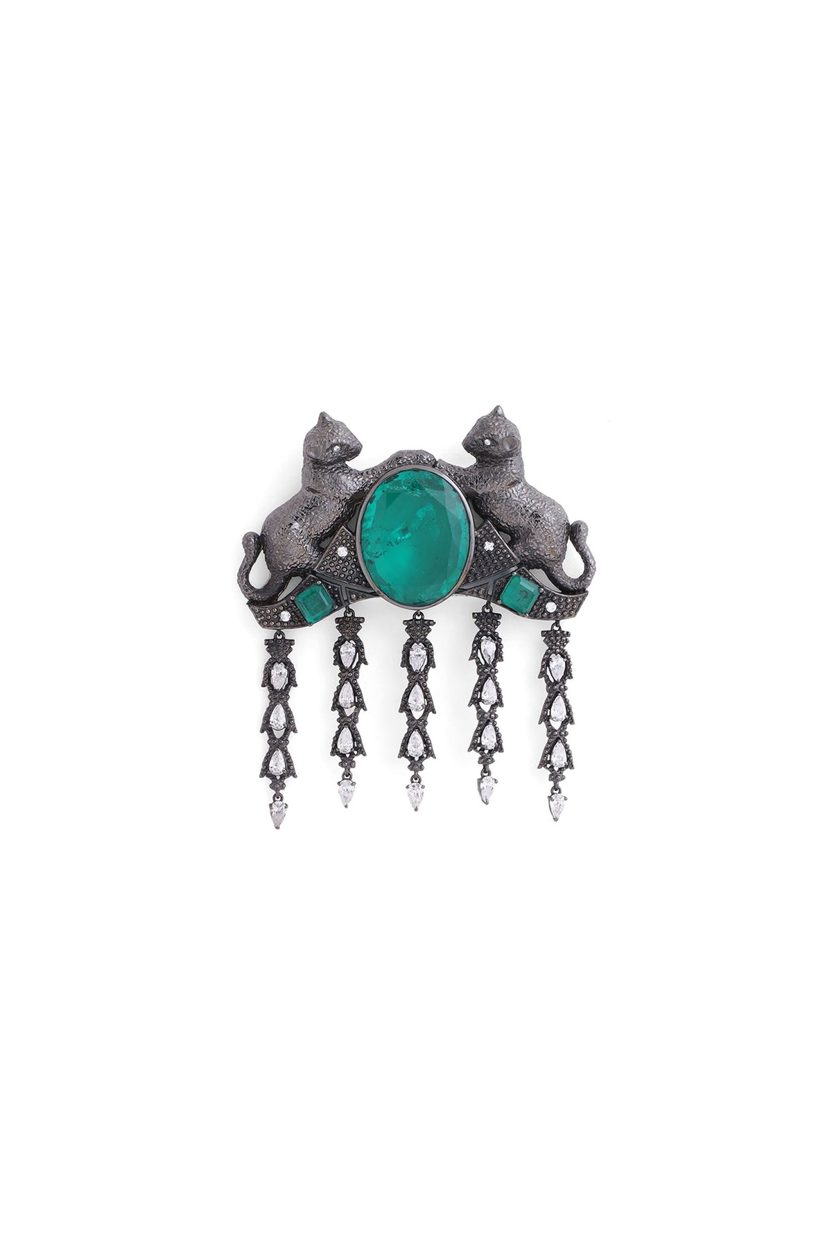 Grey Brass Cheetah Brooch