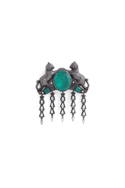 Grey Brass Cheetah Brooch