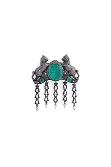Grey Brass Cheetah Brooch