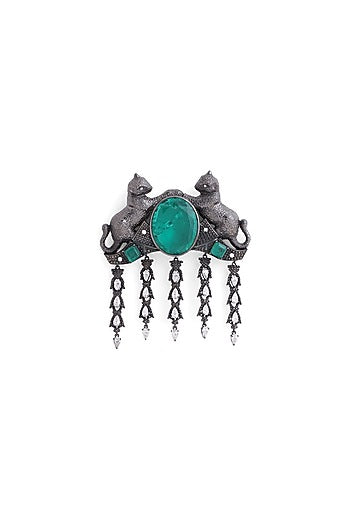 Grey Brass Cheetah Brooch