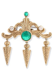 Gold Glass Stone Brass Brooch