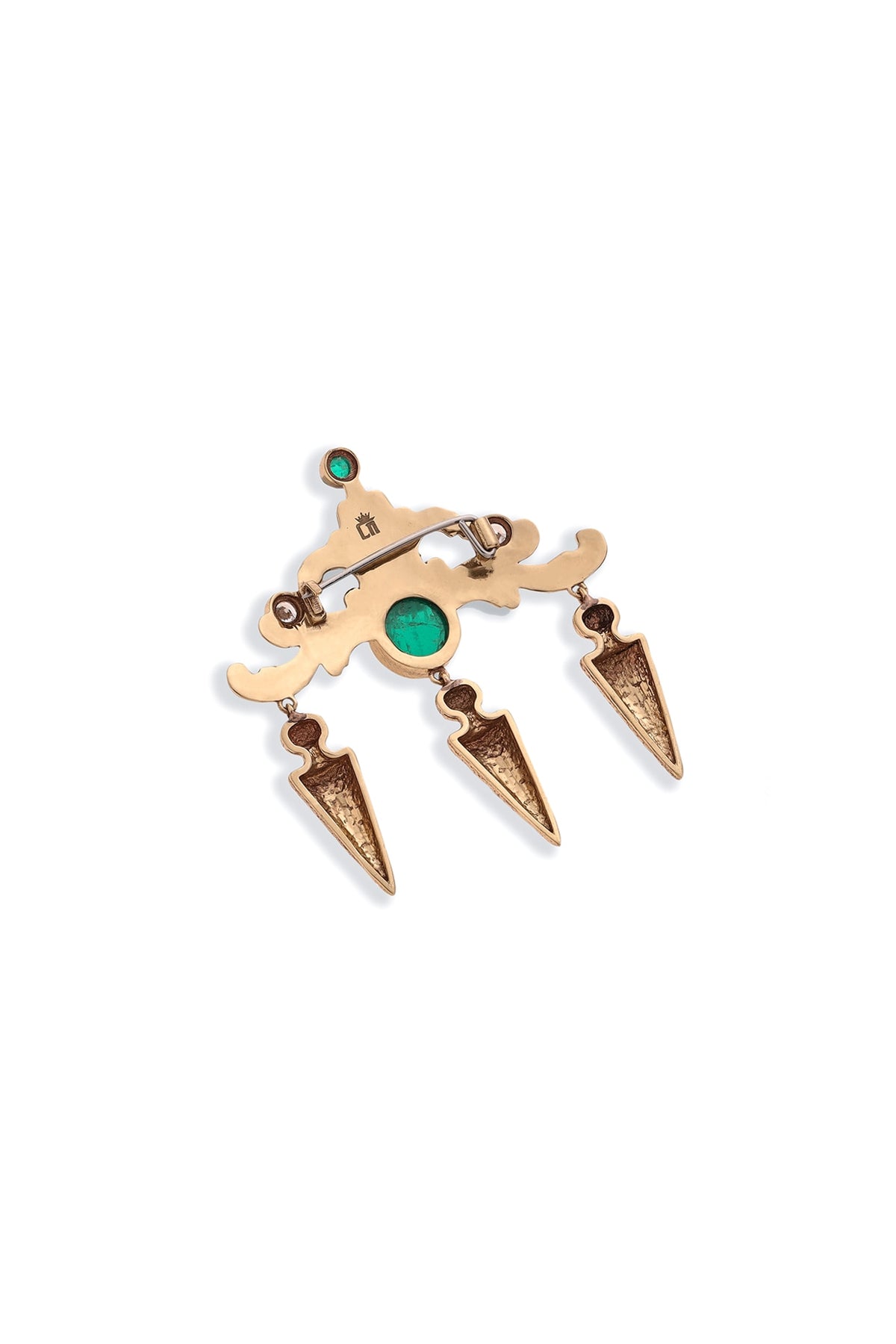 Gold Glass Stone Brass Brooch