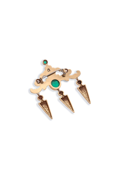 Gold Glass Stone Brass Brooch
