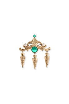 Gold Glass Stone Brass Brooch