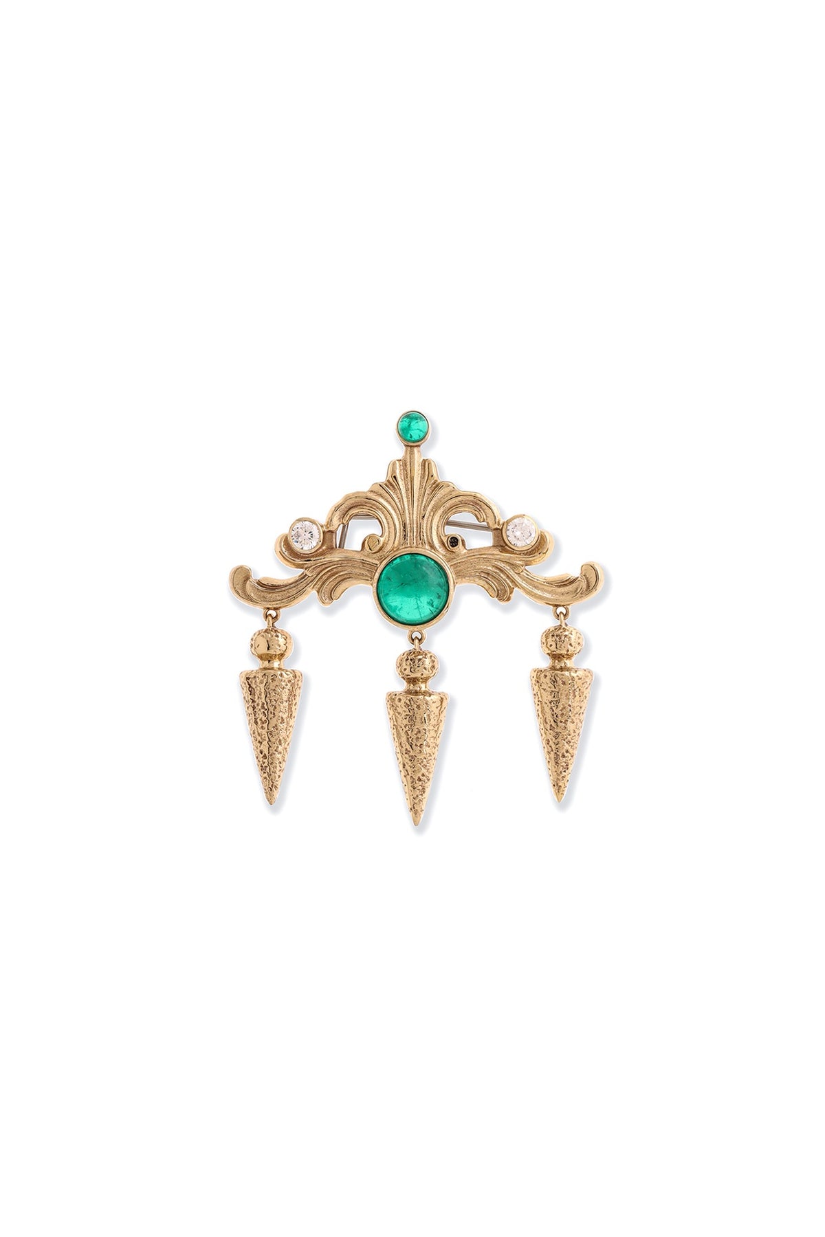 Gold Glass Stone Brass Brooch