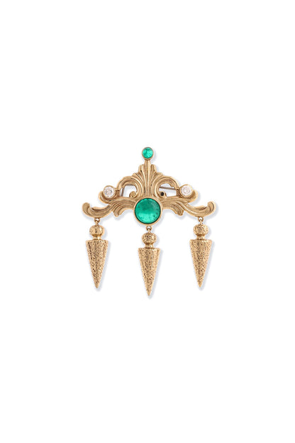 Gold Glass Stone Brass Brooch