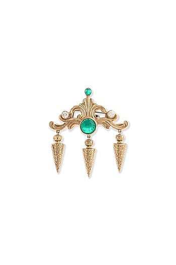 Gold Glass Stone Brass Brooch