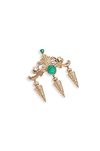 Gold Glass Stone Brass Brooch