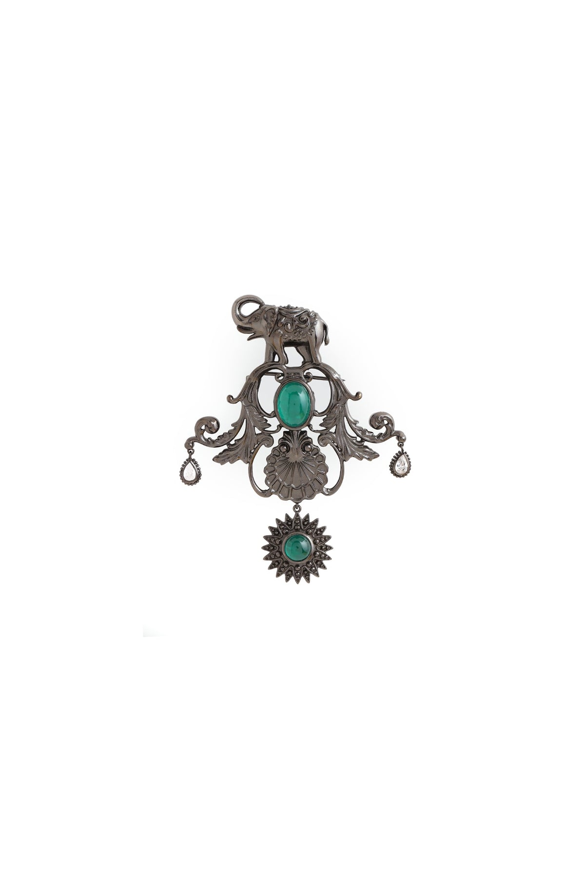 Grey Brass Elephant Brooch