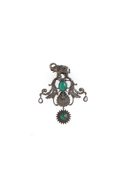 Grey Brass Elephant Brooch