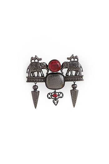 Grey Brass Elephant Brooch