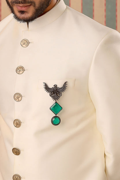 Grey Brass Phoenix Brooch