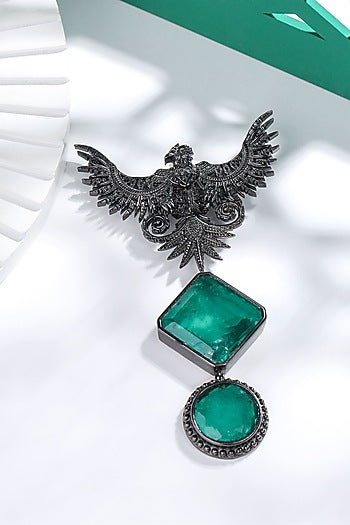 Grey Brass Phoenix Brooch