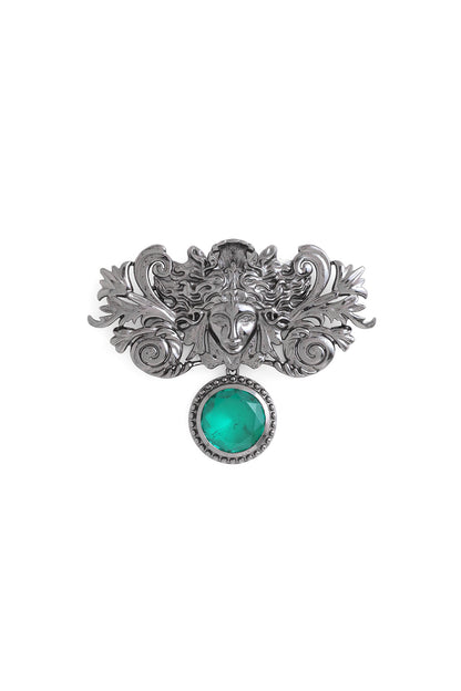 Grey Brass Medusa Brooch