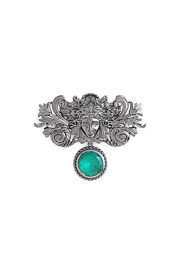 Grey Brass Medusa Brooch