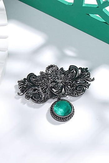 Grey Brass Medusa Brooch